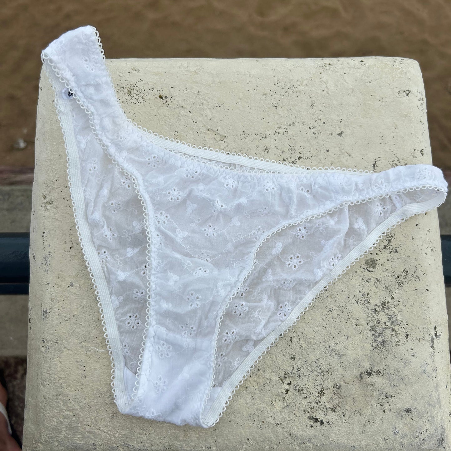 brief in white eyelet