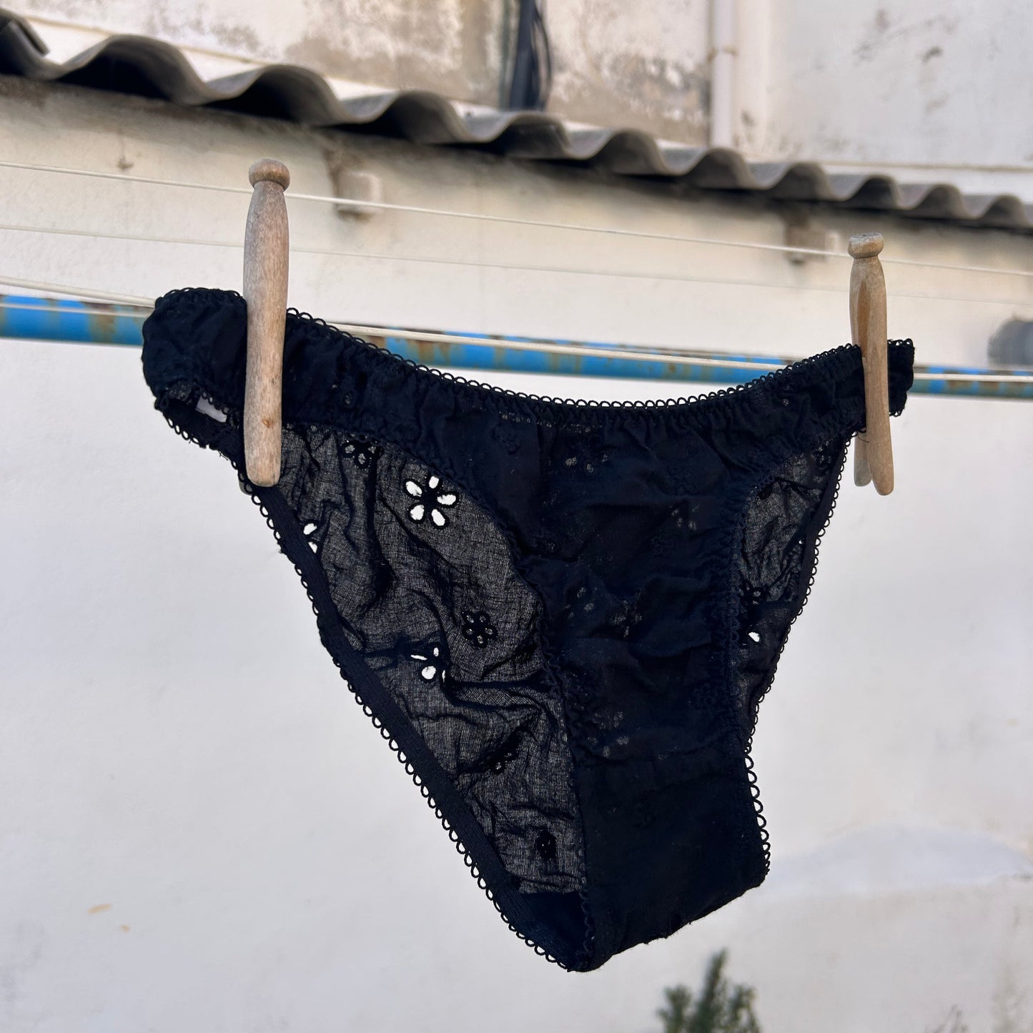 brief in black eyelet