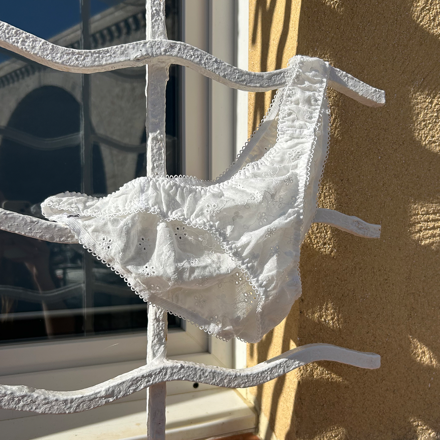 brief in white eyelet