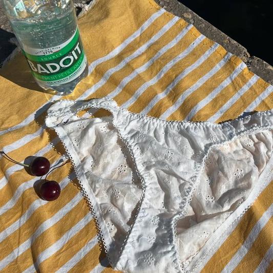 brief in white eyelet